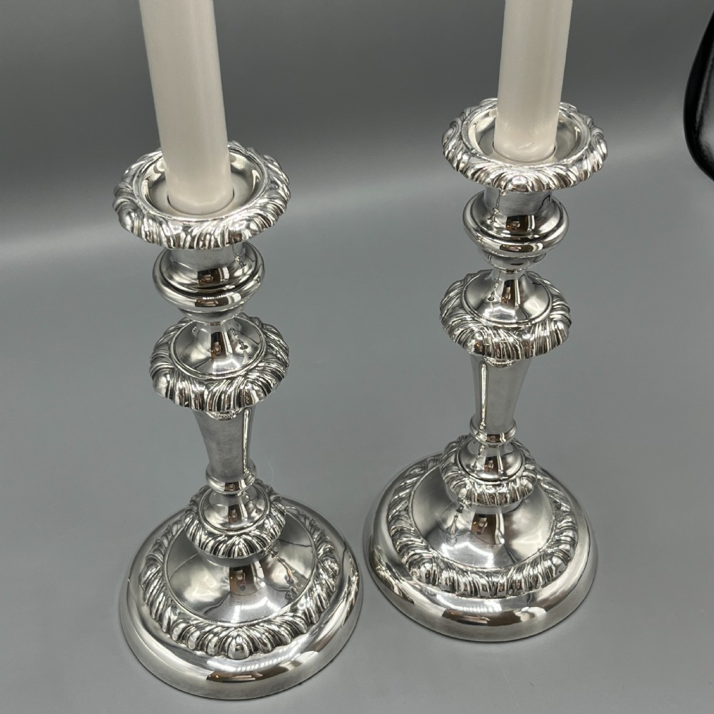 Large Pair Silver Plated Candlesticks View VI