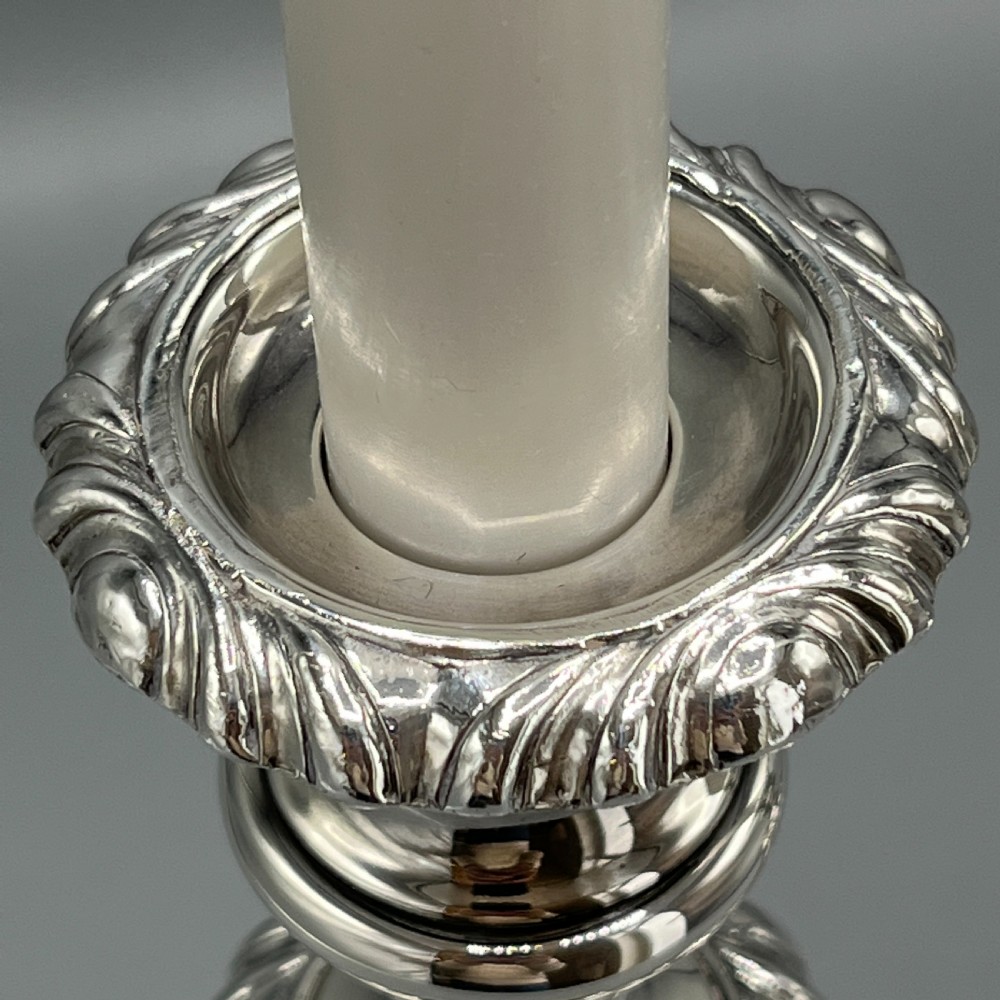 Large Pair Silver Plated Candlesticks View VII