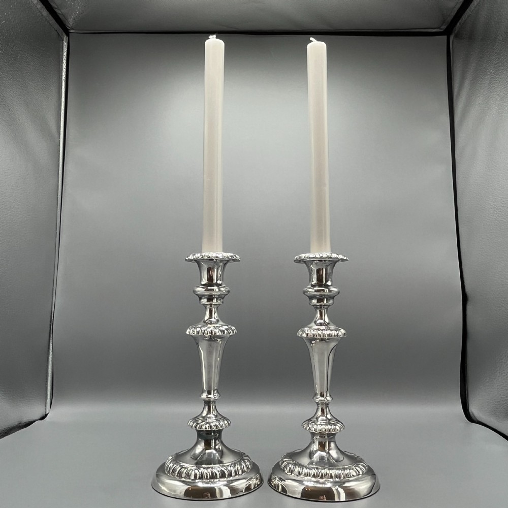 Large Pair Silver Plated Candlesticks View VIII