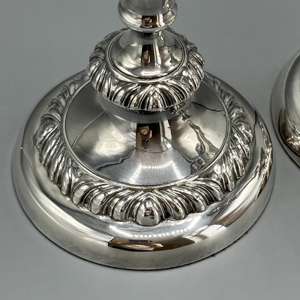Large Pair Silver Plated Candlesticks View IX