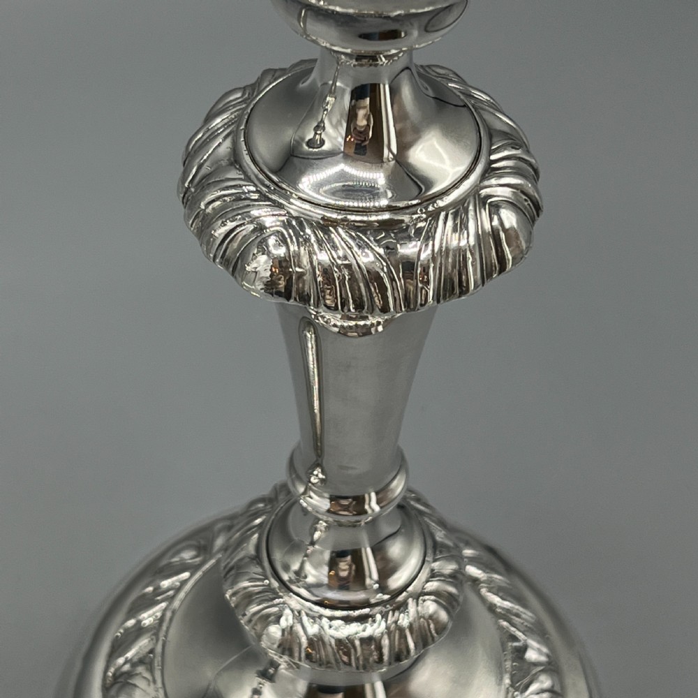 Large Pair Silver Plated Candlesticks View XIII