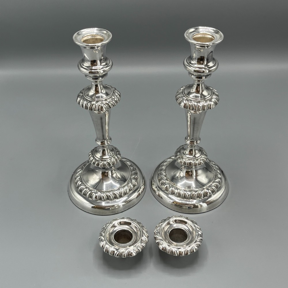 Large Pair Silver Plated Candlesticks View XVIII