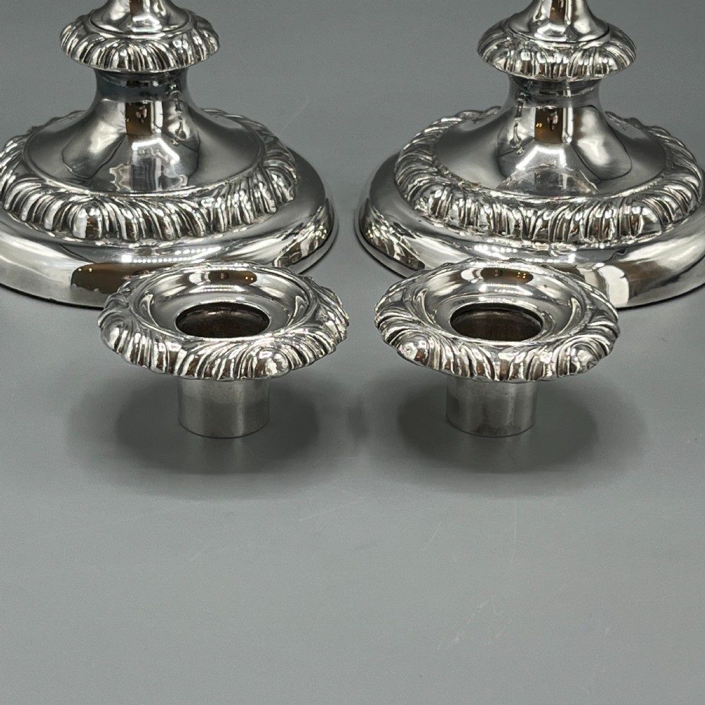 Large Pair Silver Plated Candlesticks View XIX