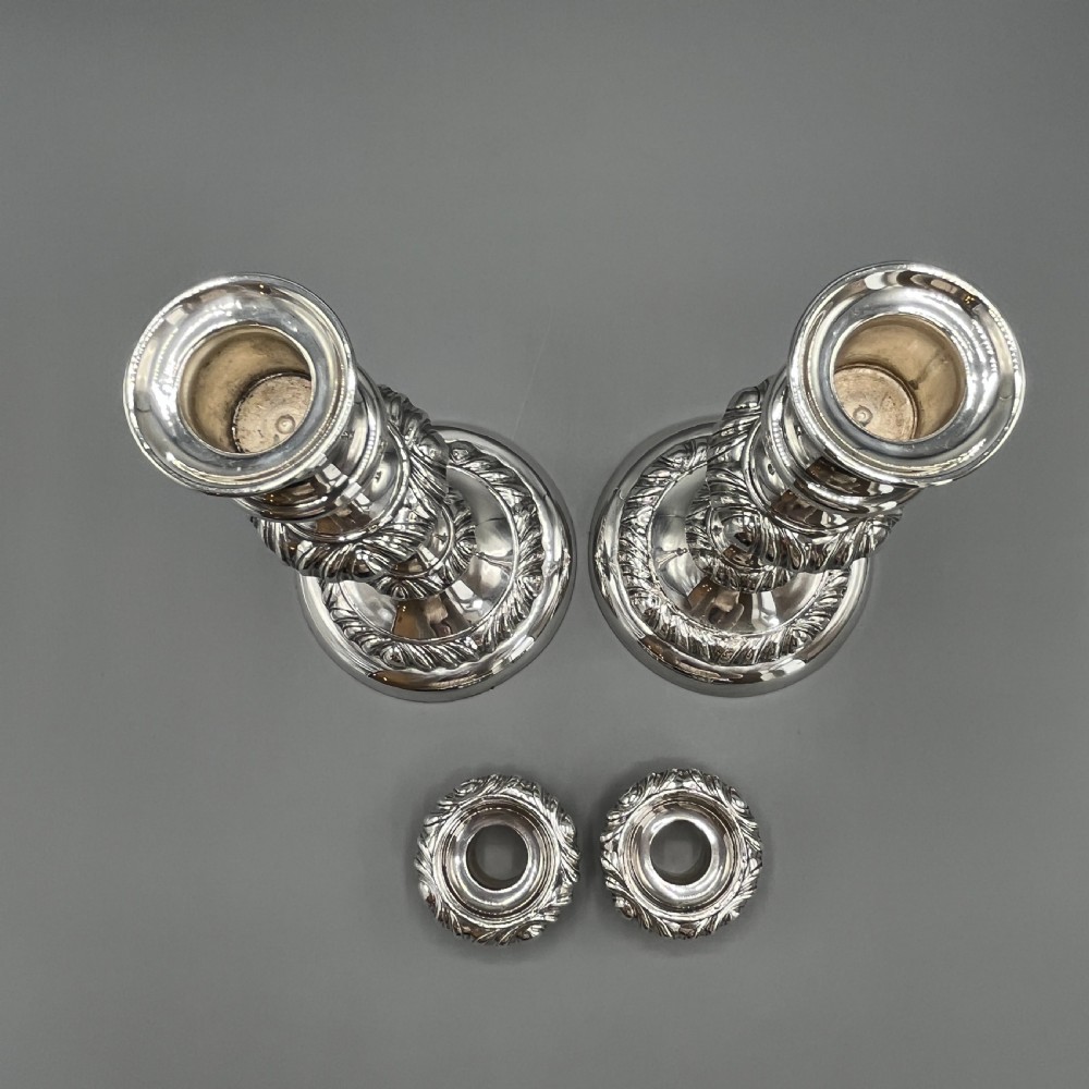 Large Pair Silver Plated Candlesticks View XX