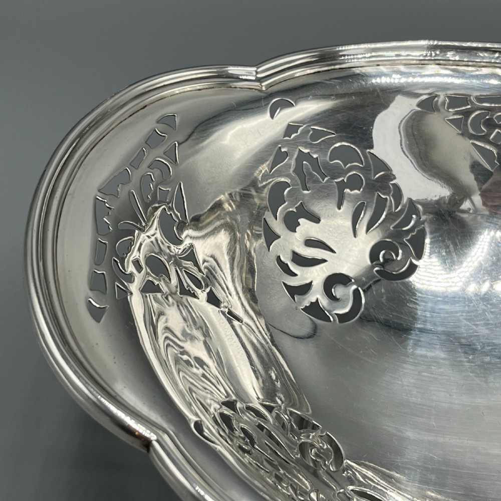 English Silver Plated Pierced Fruit Basket with Swing Handle View VIII