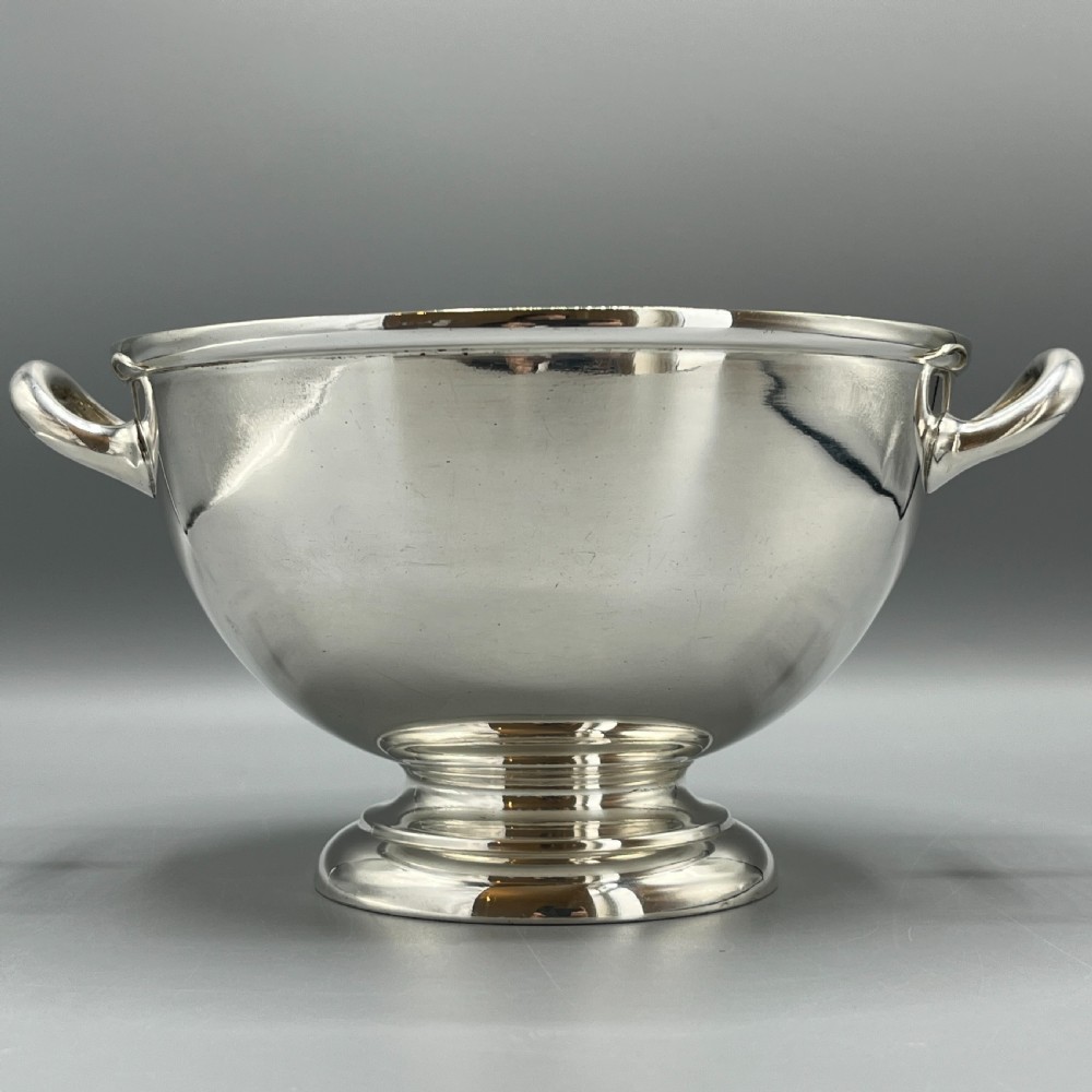 Antique Quality Silver Plated Pedestal Bowl with Twin Handles View IV
