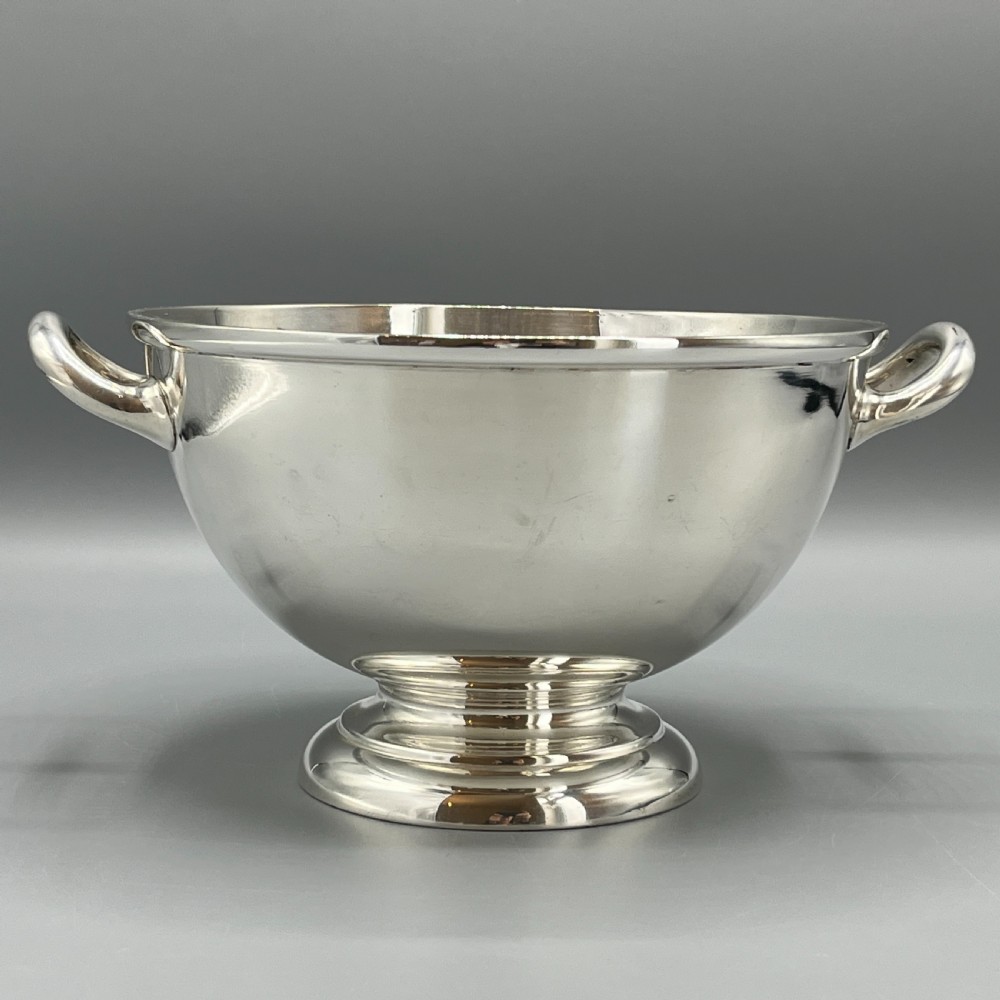 Antique Quality Silver Plated Pedestal Bowl with Twin Handles View VII