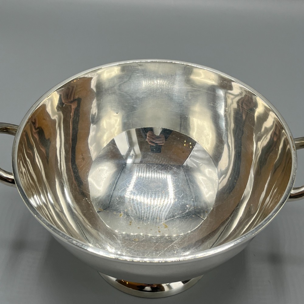 Antique Quality Silver Plated Pedestal Bowl with Twin Handles View XI