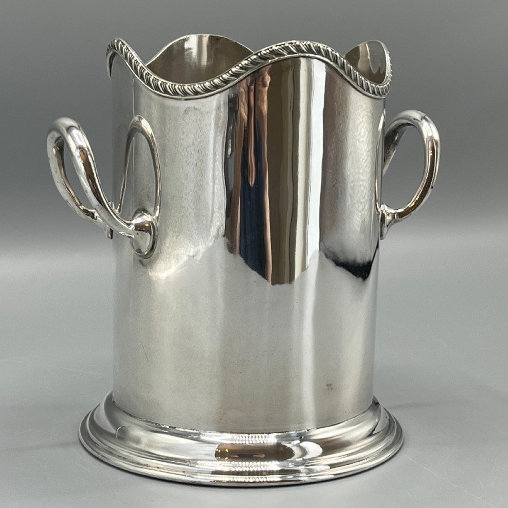 Antique English Silver Plated Wine Bottle Holder by George Bowen & Sons View V