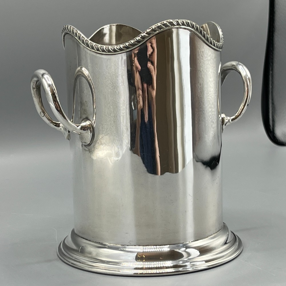 Antique English Silver Plated Wine Bottle Holder by George Bowen & Sons View VII