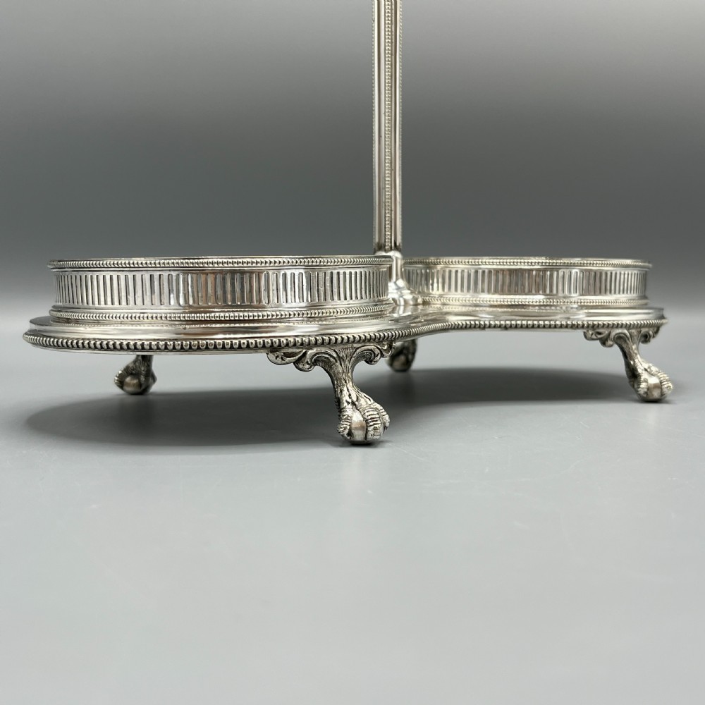 Antique Silver Plated Twin Wine Bottle Coaster Stand / Decanter Stand View VII