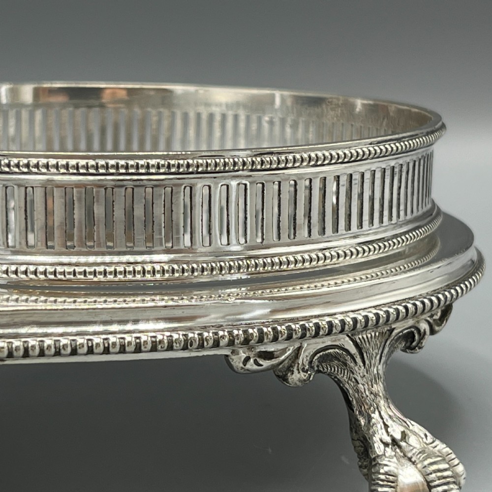 Antique Silver Plated Twin Wine Bottle Coaster Stand / Decanter Stand View IX