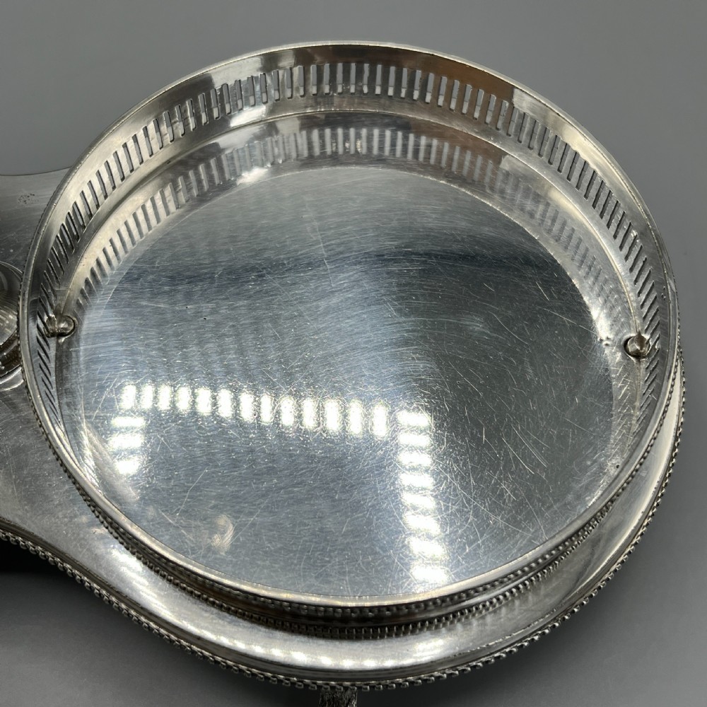 Antique Silver Plated Twin Wine Bottle Coaster Stand / Decanter Stand View XVII