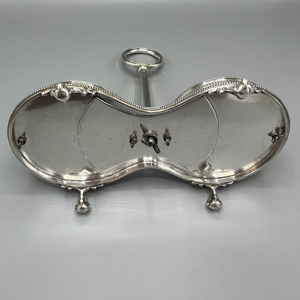 Antique Silver Plated Twin Wine Bottle Coaster Stand / Decanter Stand View XXI