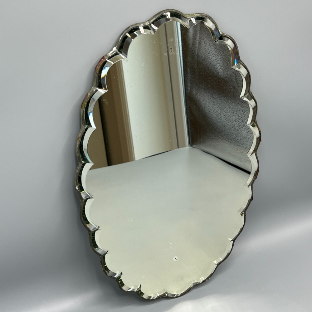 Art Deco Frameless Scalloped Mirror or Mirror Glass Tray View II