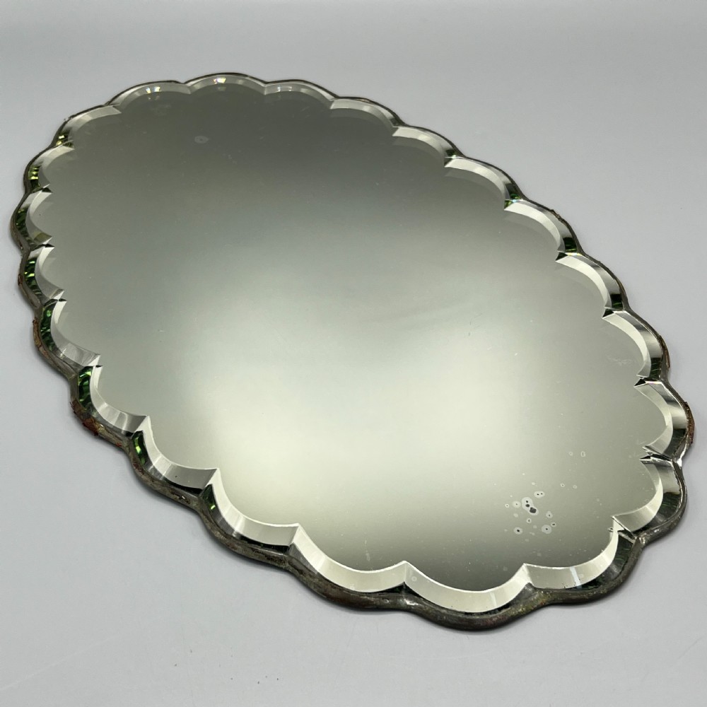 Art Deco Frameless Scalloped Mirror or Mirror Glass Tray View III