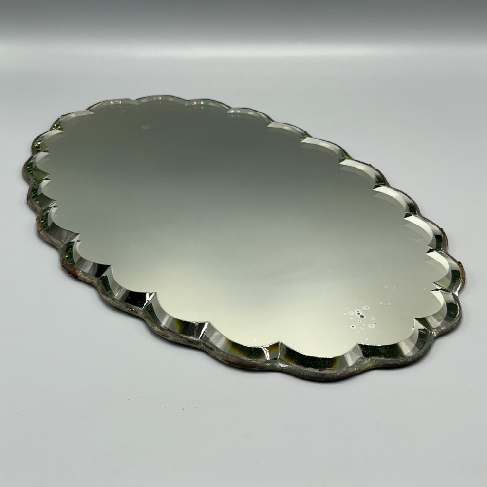 Art Deco Frameless Scalloped Mirror or Mirror Glass Tray View IV