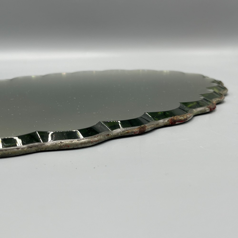Art Deco Frameless Scalloped Mirror or Mirror Glass Tray View V