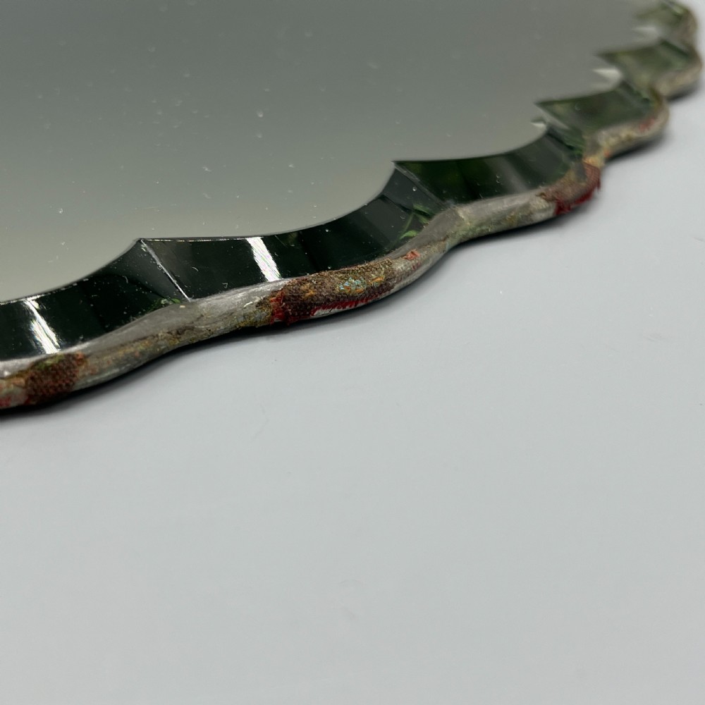 Art Deco Frameless Scalloped Mirror or Mirror Glass Tray View VI