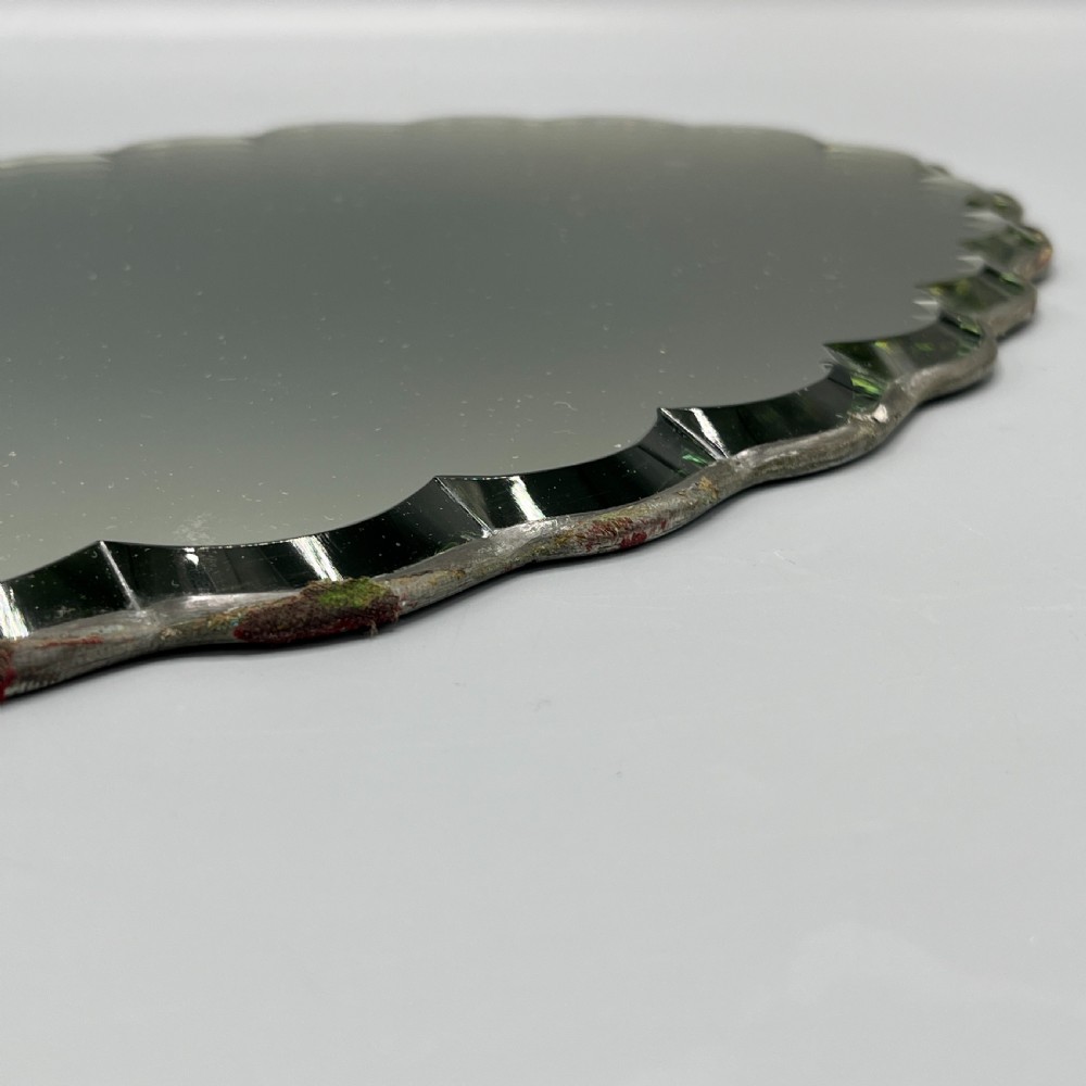 Art Deco Frameless Scalloped Mirror or Mirror Glass Tray View VII
