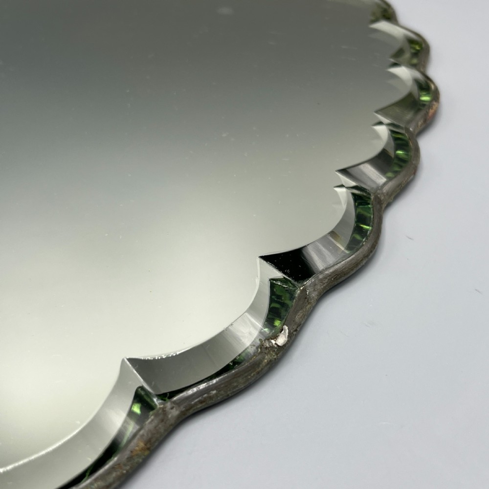 Art Deco Frameless Scalloped Mirror or Mirror Glass Tray View VIII