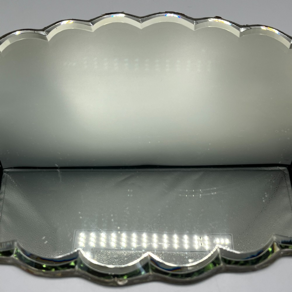 Art Deco Frameless Scalloped Mirror or Mirror Glass Tray View X
