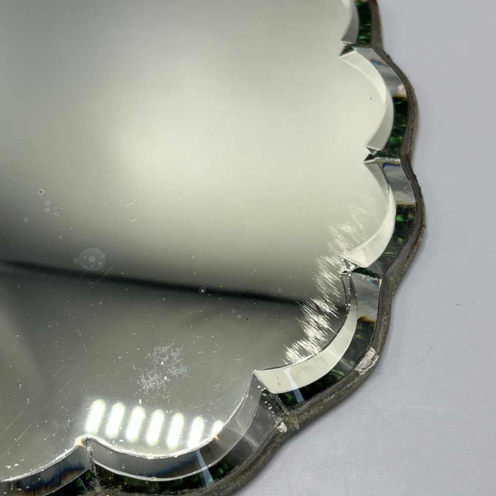 Art Deco Frameless Scalloped Mirror or Mirror Glass Tray View XII