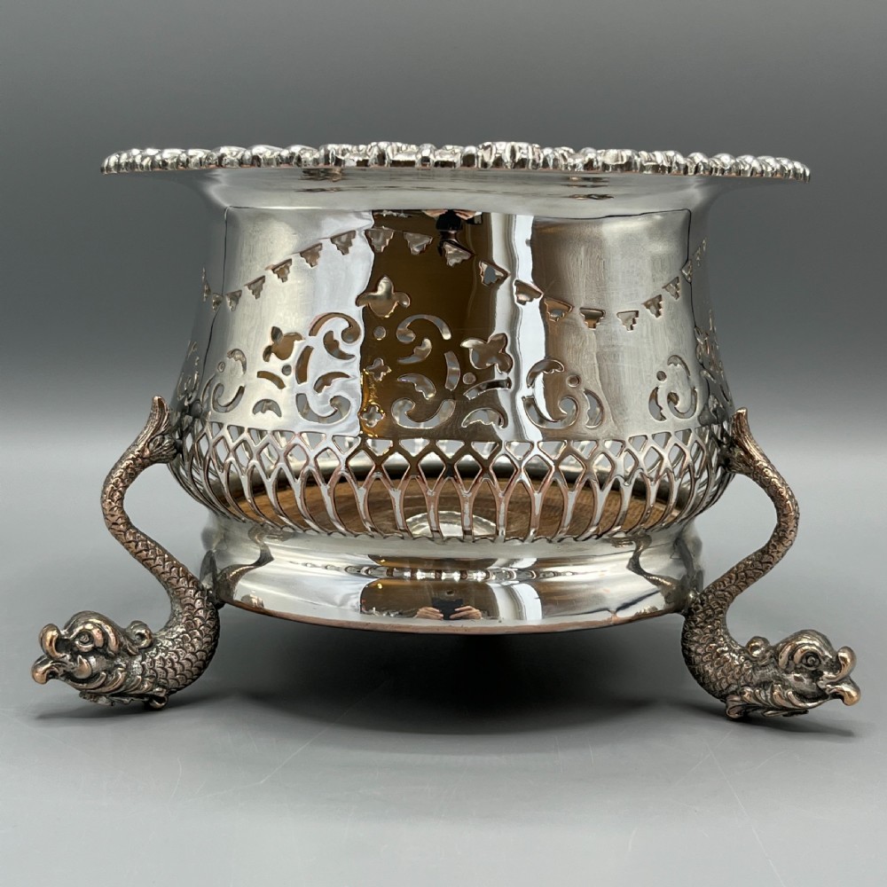 Antique Victorian Silver Plated Wine Bottle Holder 