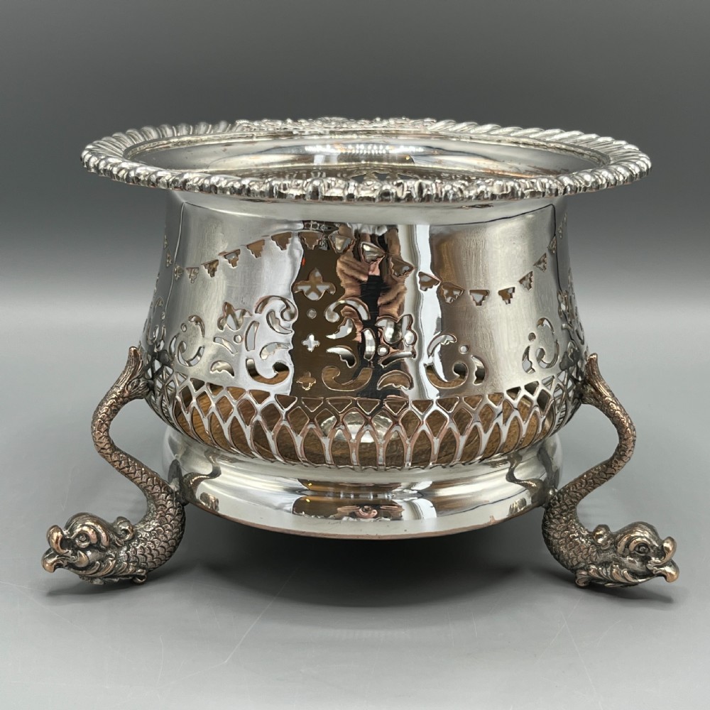 Antique Victorian Silver Plated Wine Bottle Holder  View II