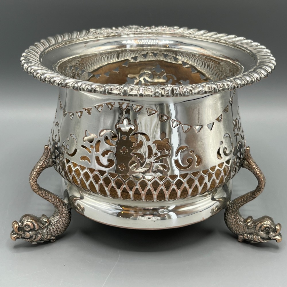 Antique Victorian Silver Plated Wine Bottle Holder  View IV