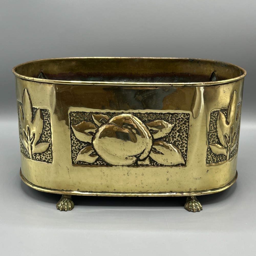 Arts & Crafts Brass Indoor Window Sill Planter /  Jardiniere