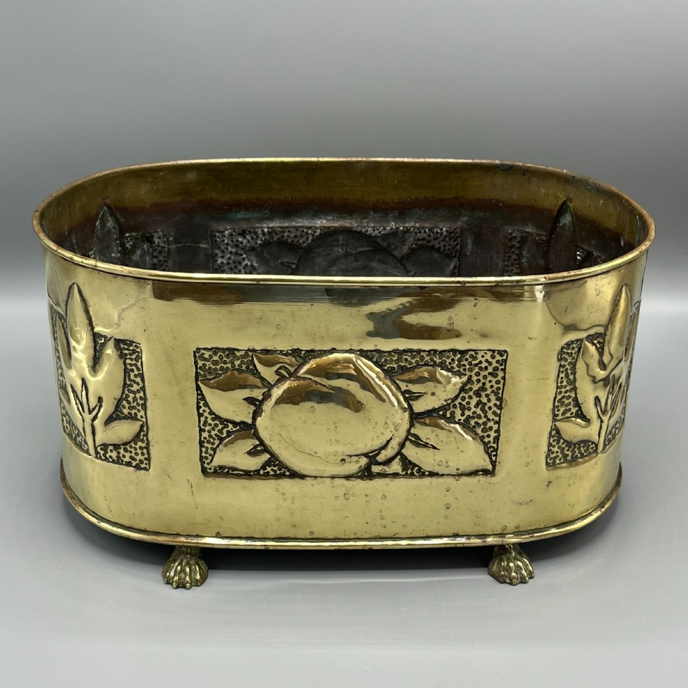 Arts & Crafts Brass Indoor Window Sill Planter /  Jardiniere View II