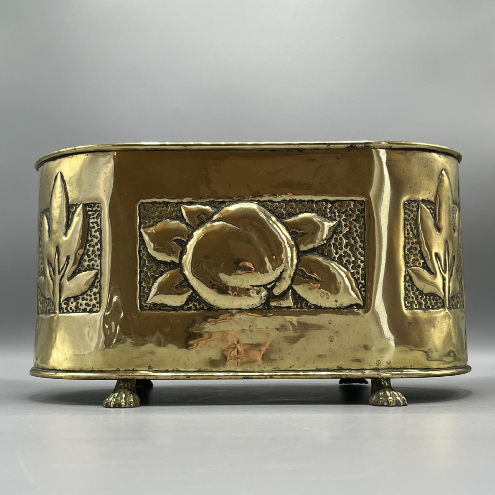Arts & Crafts Brass Indoor Window Sill Planter /  Jardiniere View III
