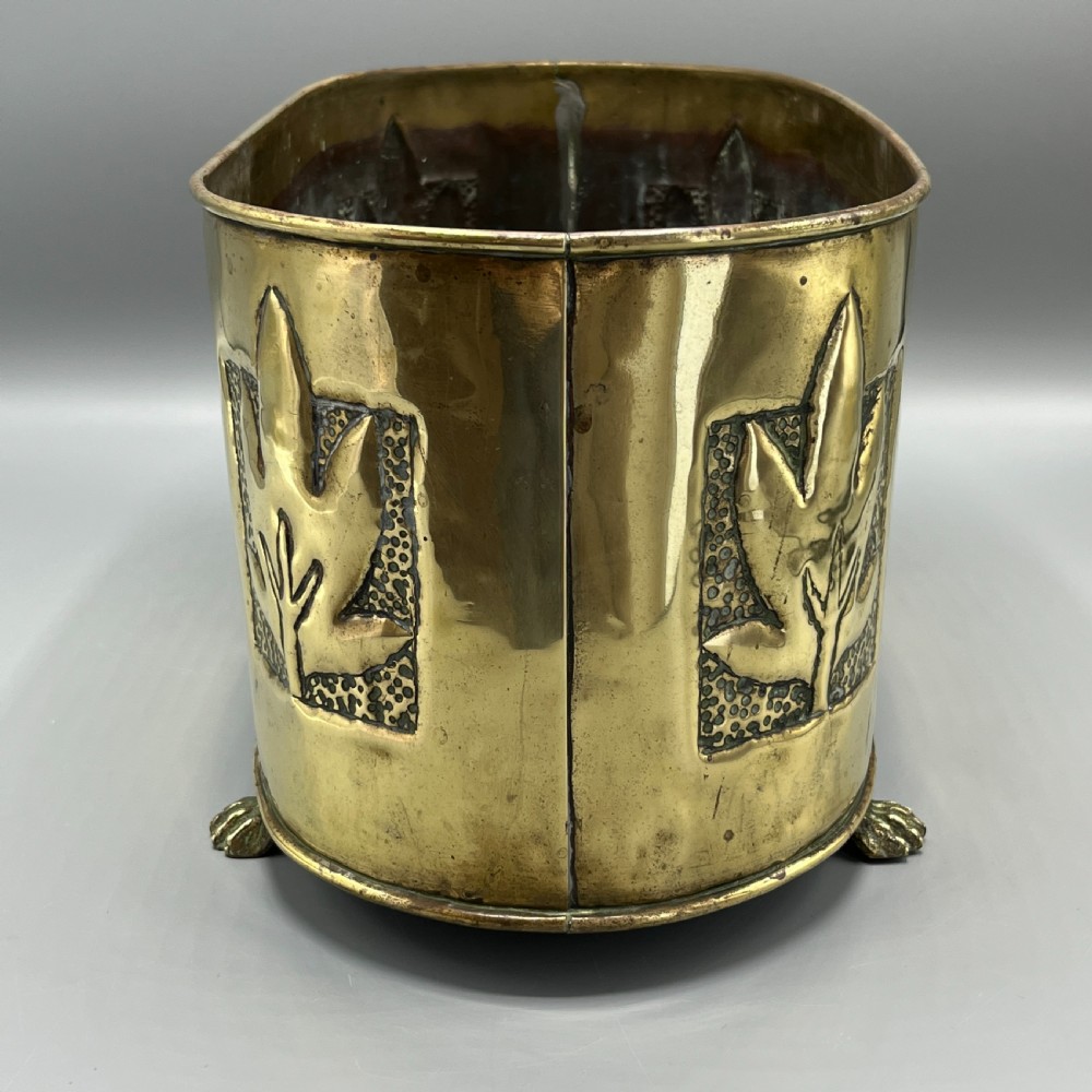 Arts & Crafts Brass Indoor Window Sill Planter /  Jardiniere View IV