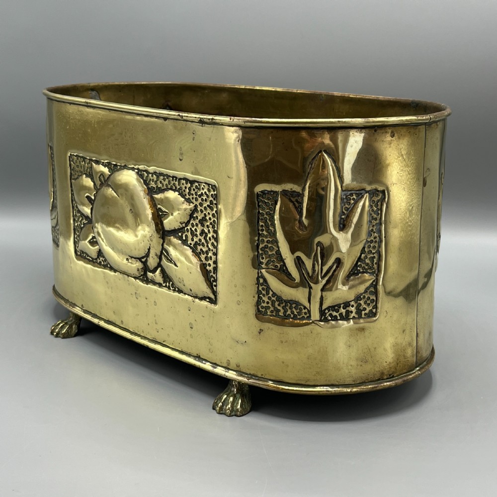 Arts & Crafts Brass Indoor Window Sill Planter /  Jardiniere View V