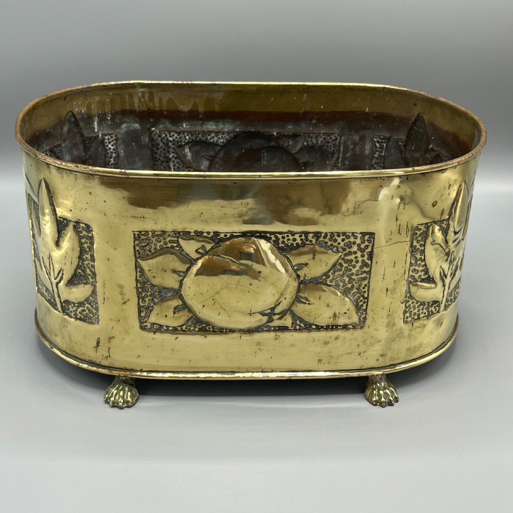 Arts & Crafts Brass Indoor Window Sill Planter /  Jardiniere View VI
