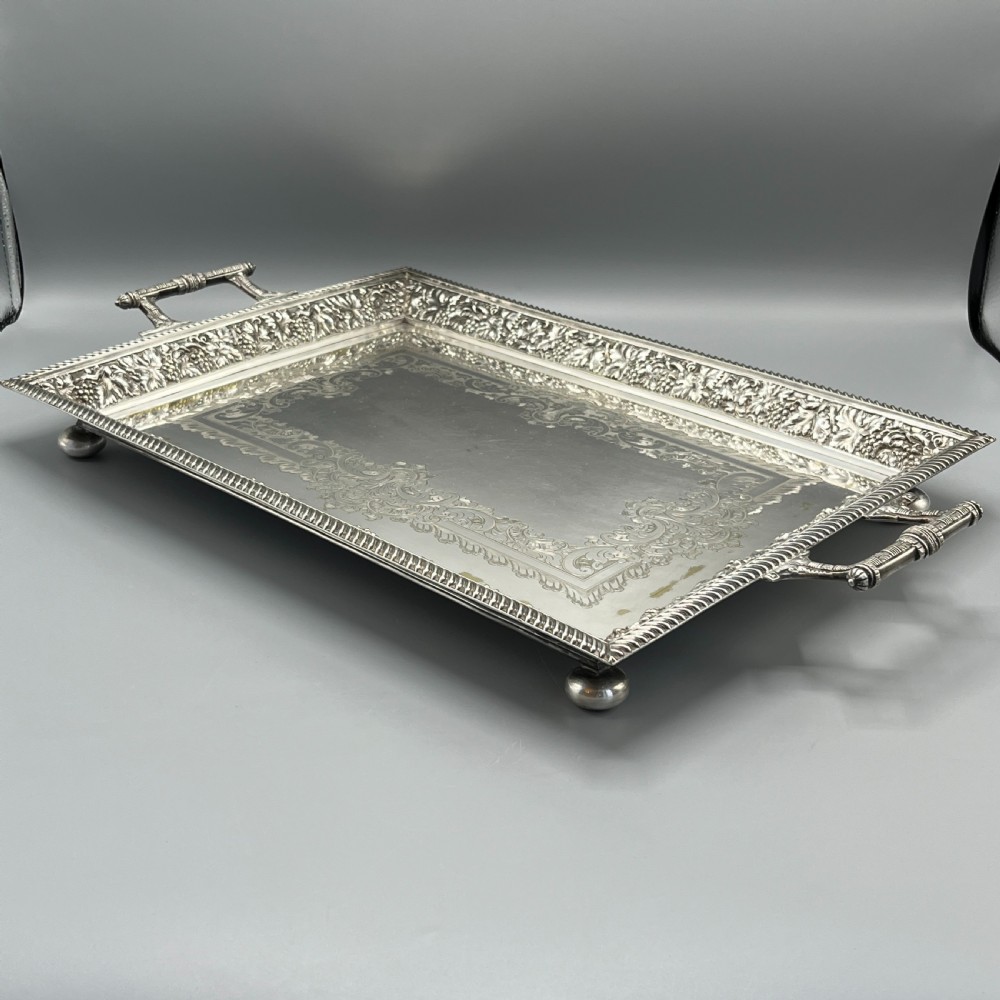 Large Victorian Silver Plated Gallery Serving Tray by Roberts & Belk View II