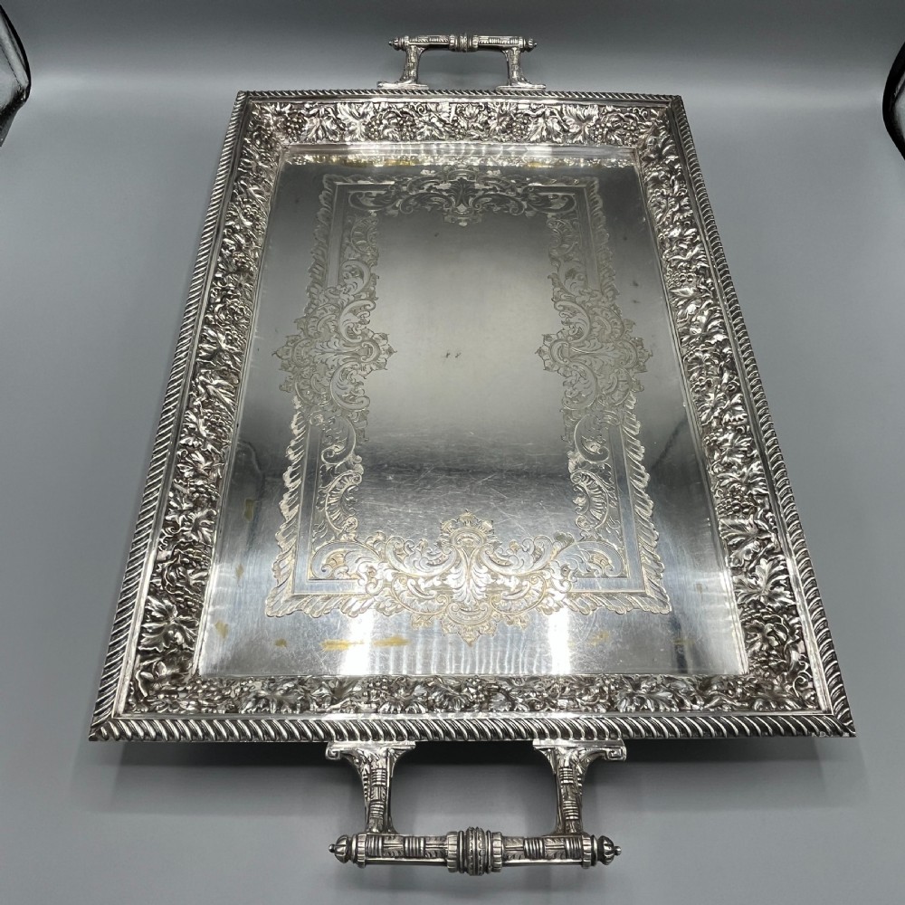 Large Victorian Silver Plated Gallery Serving Tray by Roberts & Belk View IV