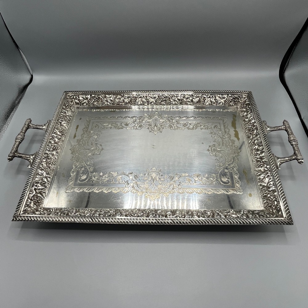 Large Victorian Silver Plated Gallery Serving Tray by Roberts & Belk View IX