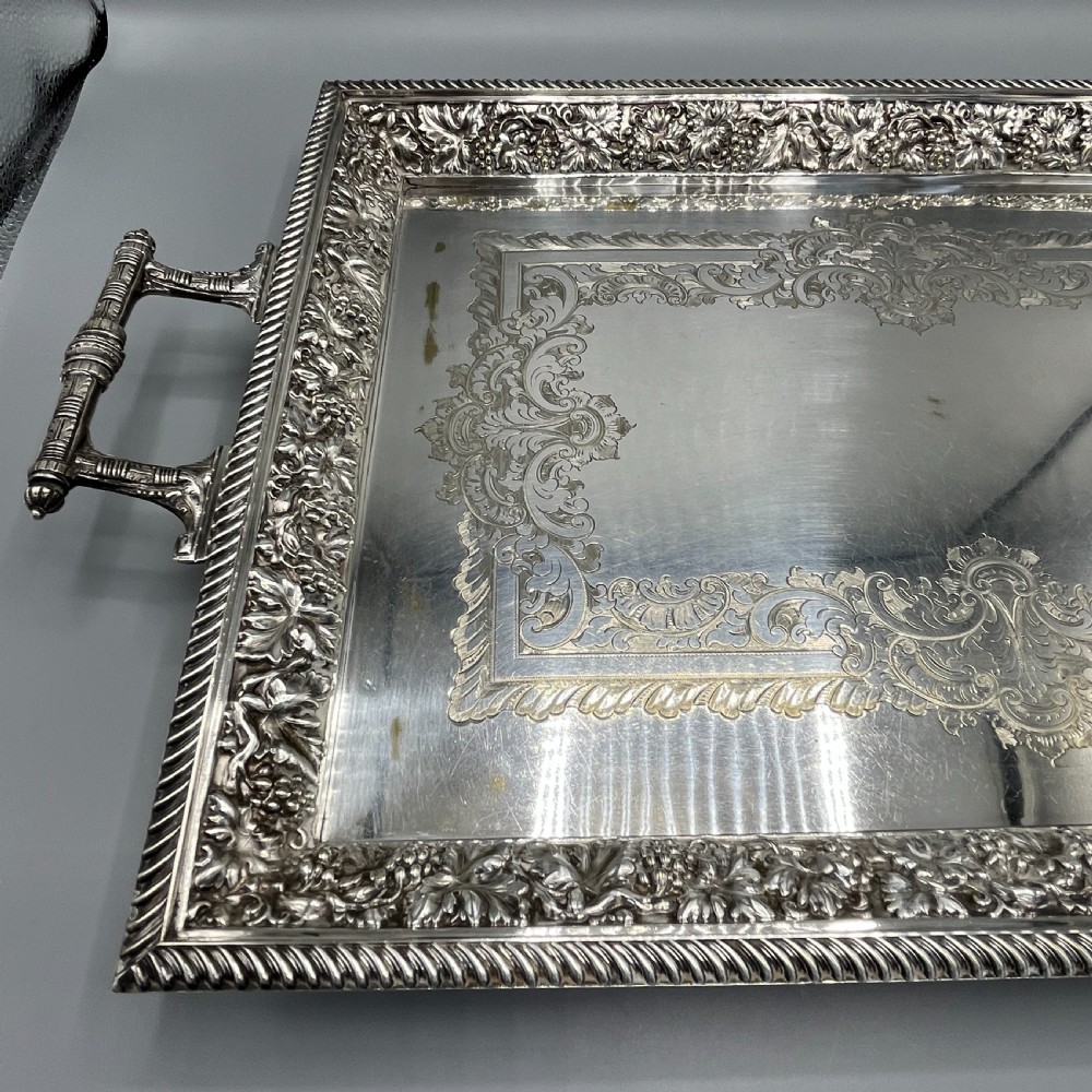 Large Victorian Silver Plated Gallery Serving Tray by Roberts & Belk View X