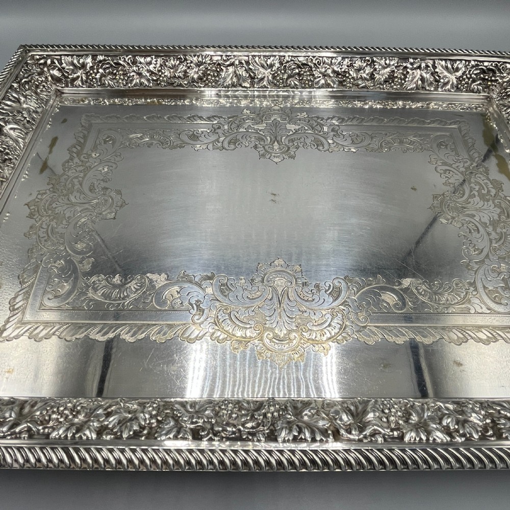 Large Victorian Silver Plated Gallery Serving Tray by Roberts & Belk View XI
