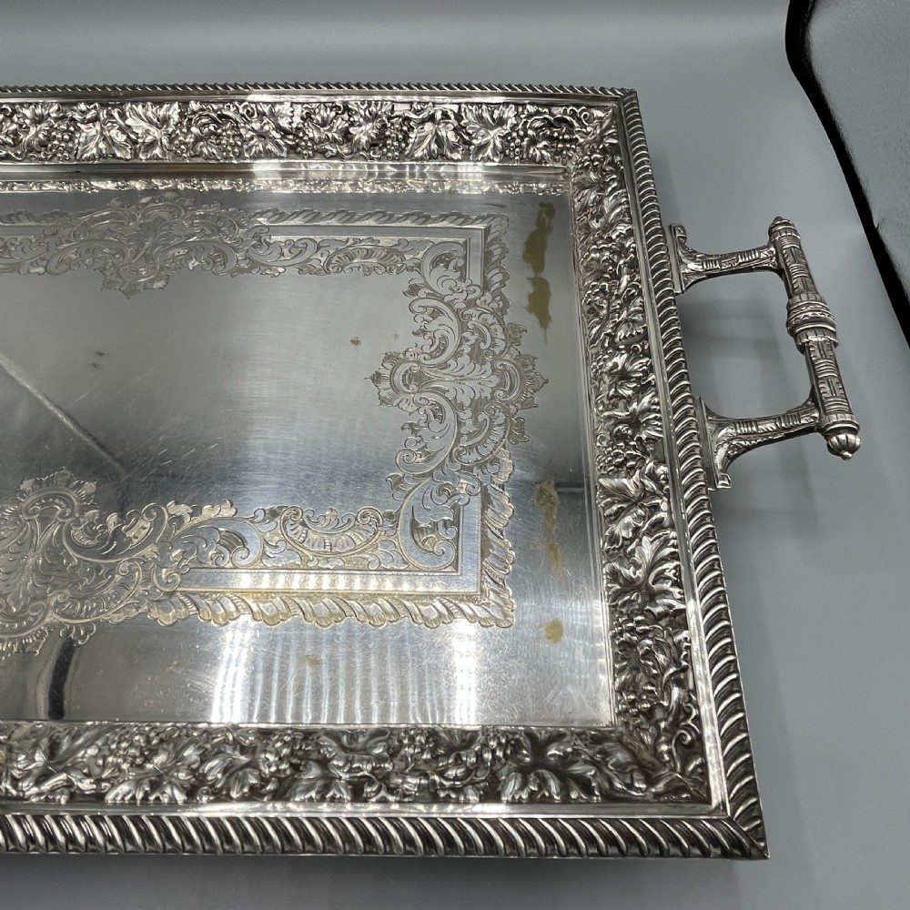 Large Victorian Silver Plated Gallery Serving Tray by Roberts & Belk View XII