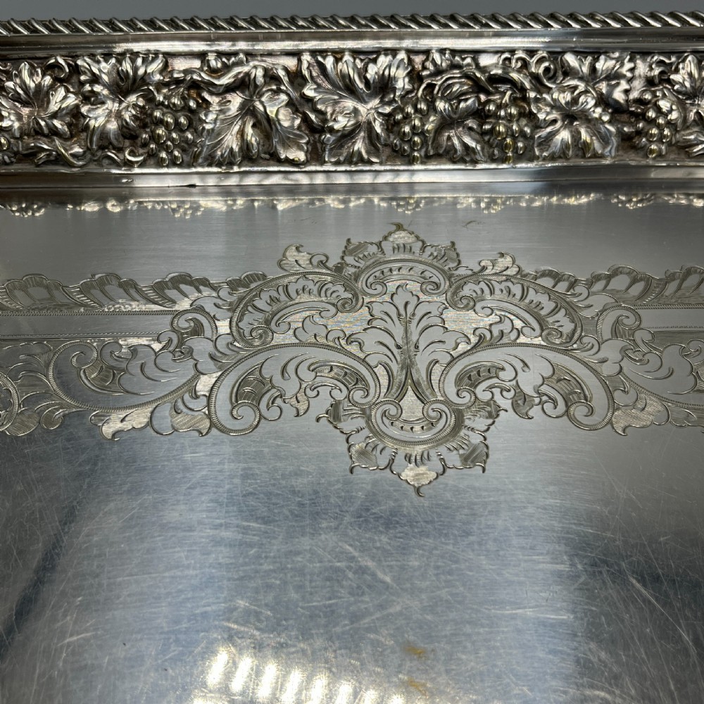Large Victorian Silver Plated Gallery Serving Tray by Roberts & Belk View XV