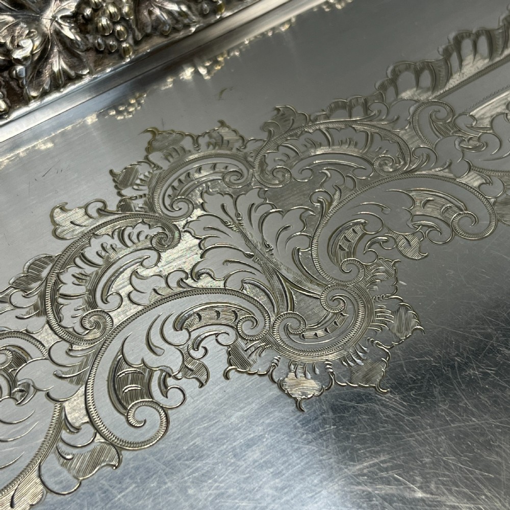 Large Victorian Silver Plated Gallery Serving Tray by Roberts & Belk View XVI