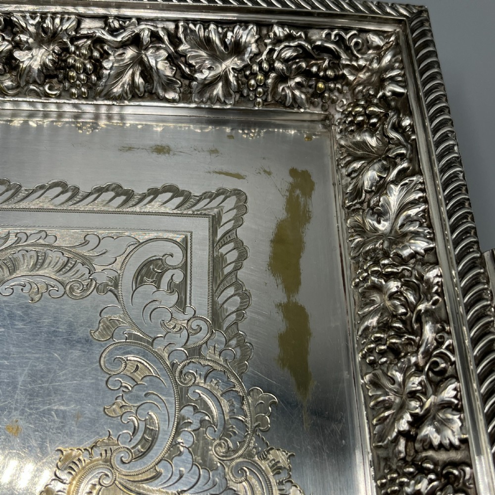 Large Victorian Silver Plated Gallery Serving Tray by Roberts & Belk View XVII
