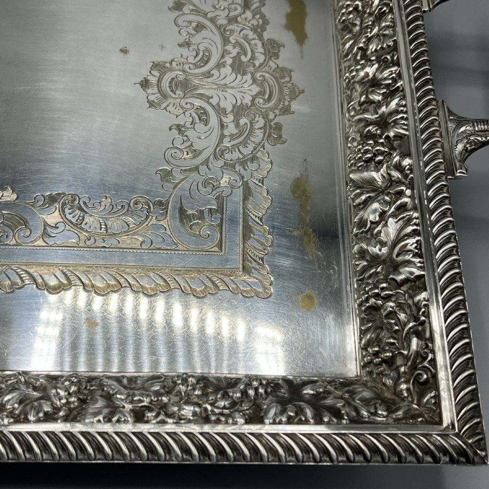 Large Victorian Silver Plated Gallery Serving Tray by Roberts & Belk View XIX