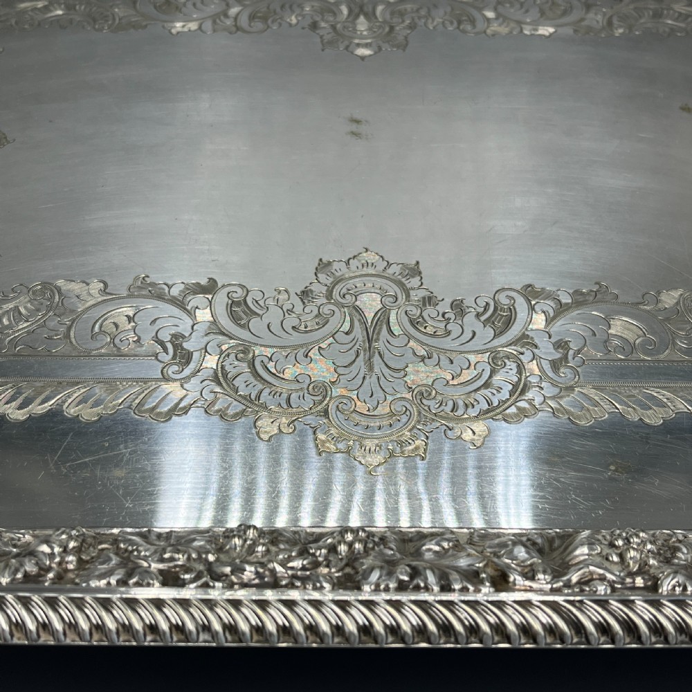 Large Victorian Silver Plated Gallery Serving Tray by Roberts & Belk View XX