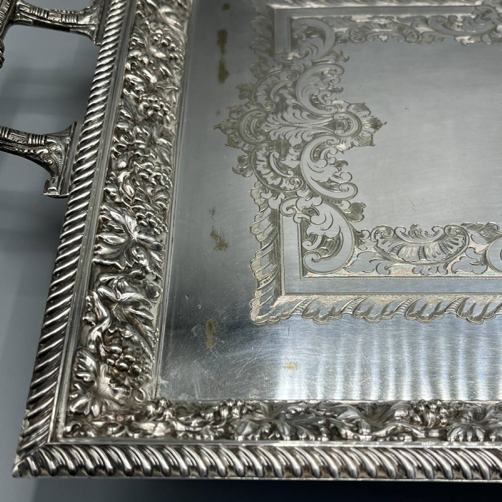 Large Victorian Silver Plated Gallery Serving Tray by Roberts & Belk View XXI