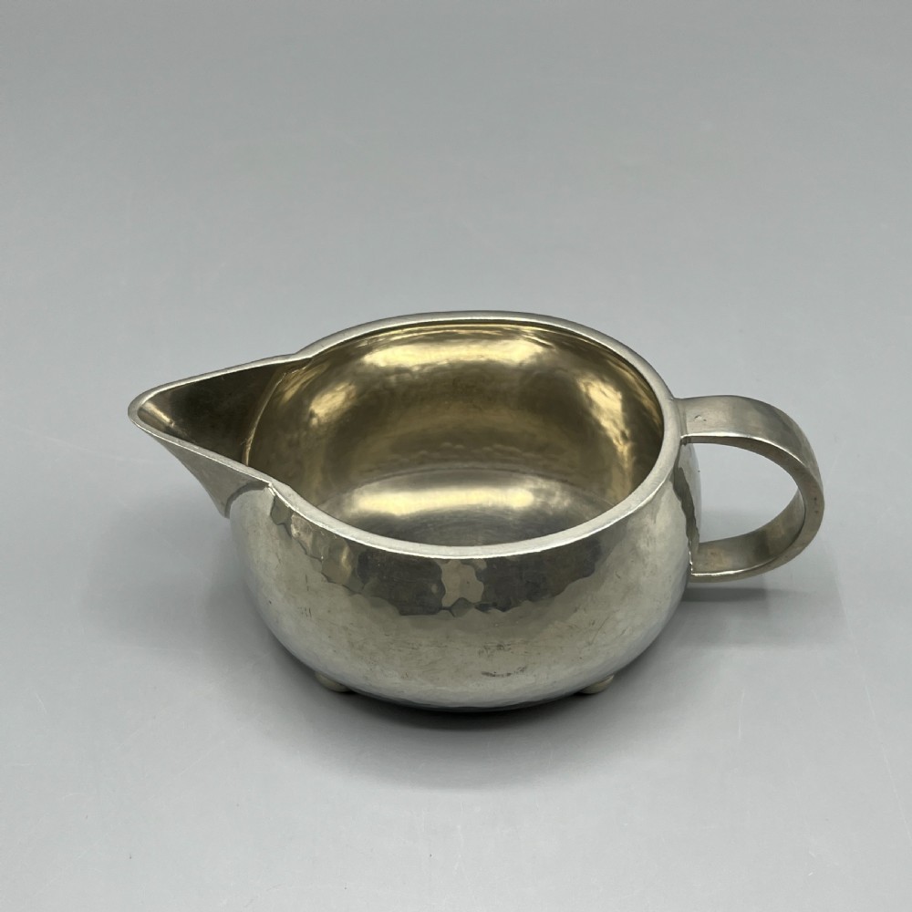 Liberty & Co Tudric Pewter Teapot Sugar Bowl Milk Jug 3-Piece Tea Set View XVII
