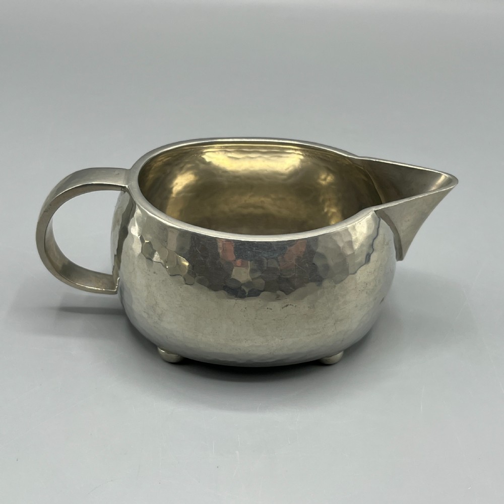 Liberty & Co Tudric Pewter Teapot Sugar Bowl Milk Jug 3-Piece Tea Set View XIX